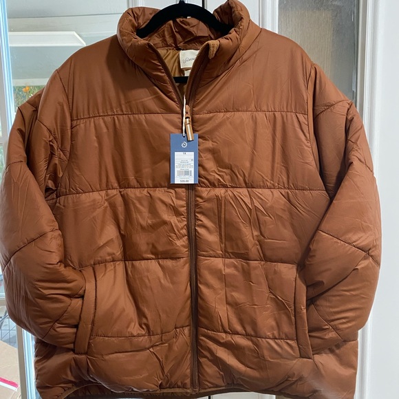 Universal Thread Burnt orange puffer jacket - Picture 2 of 4